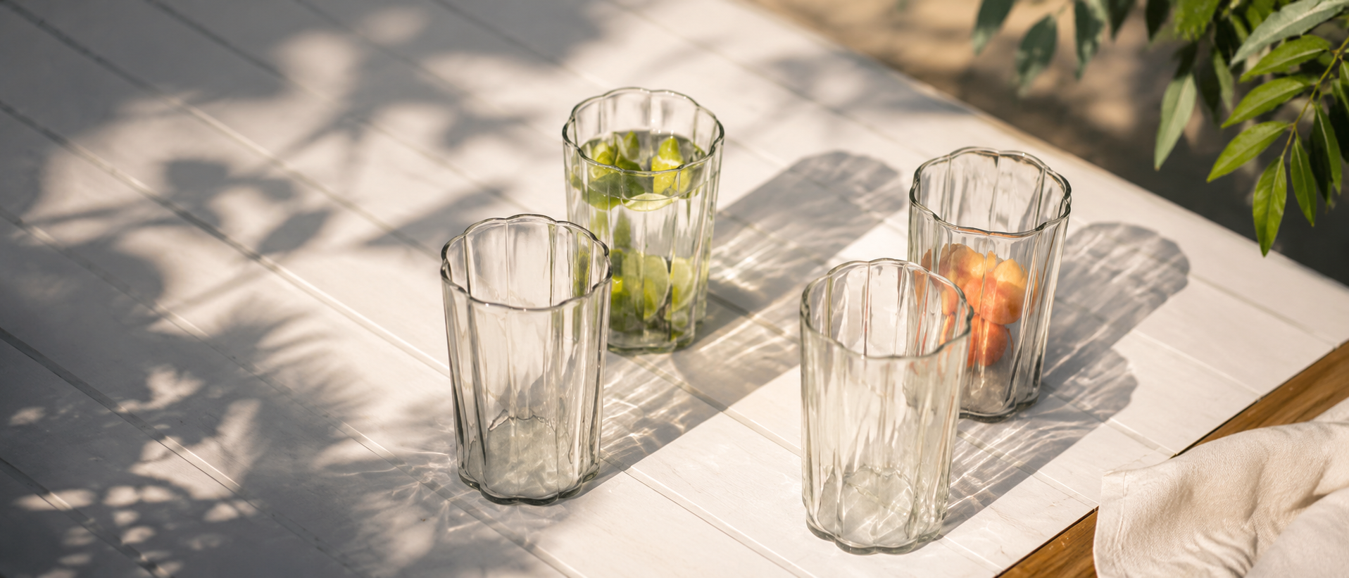 Everyday glasses styled for relaxed dining