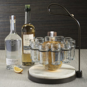 Ten Shot Tequila Set with Marble Board - Bronze